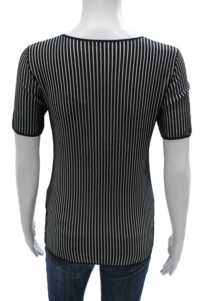 Akris Punto Women Striped Viscose Scoop Neck Short Sleeve T-Shirt Size 6