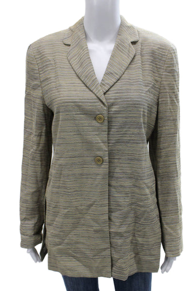 Giorgio Armani Women Striped Multicolor Blazer Button Long Sleeve Size M