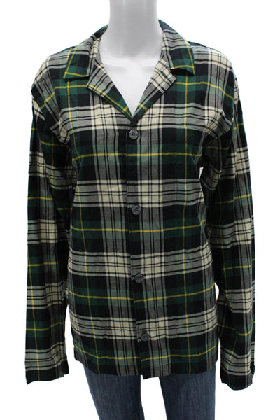 Polo Ralph Lauren Mens Cotton Plaid Long Sleeve Sleep Shirt Green Size S