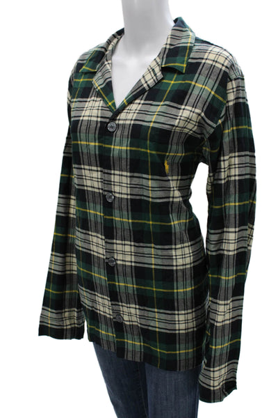 Polo Ralph Lauren Mens Cotton Plaid Long Sleeve Sleep Shirt Green Size S