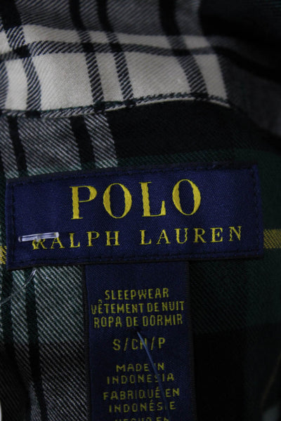 Polo Ralph Lauren Mens Cotton Plaid Long Sleeve Sleep Shirt Green Size S