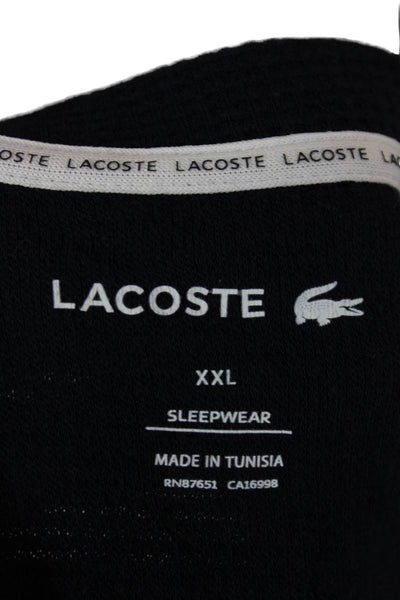 Lacoste Men Blue Cotton Graphic Crew Neck Long Sleeve Pajama Top Size 2XL