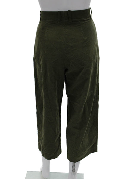 COS Women Cropped Green Cotton Pants Size 6