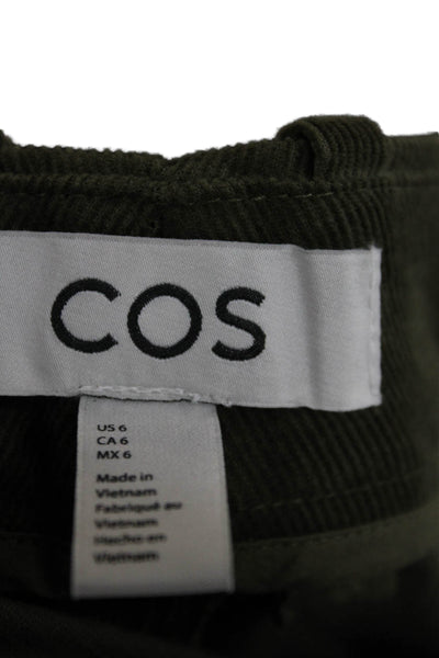 COS Women Cropped Green Cotton Pants Size 6