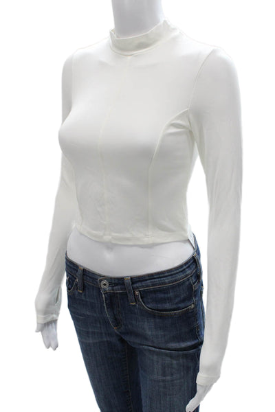 Enza Costa Womens Basic Viscose Mock Neck Long Sleeve T-Shirt White Size S