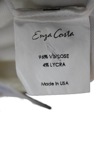 Enza Costa Womens Basic Viscose Mock Neck Long Sleeve T-Shirt White Size S