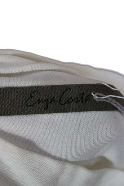 Enza Costa Womens Basic Viscose Mock Neck Long Sleeve T-Shirt White Size S