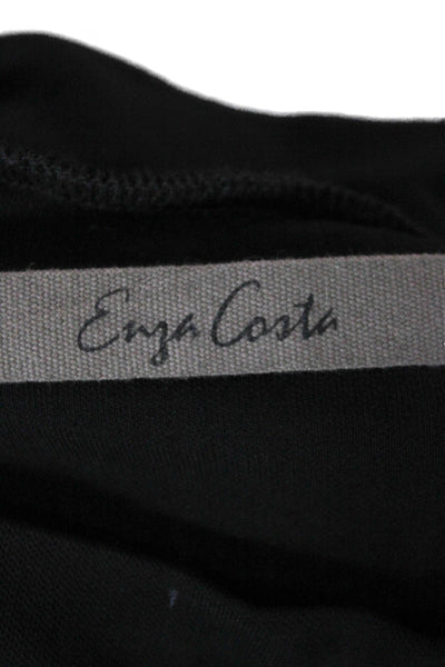 Enza Costa Womens Cropped Mock Neck Long Sleeve Black Viscose Top Size S