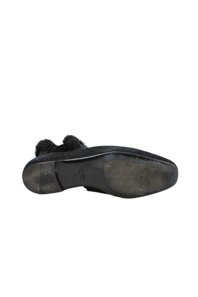 The Row Womens Slip On Shearling Trim Suede Ankle Boots Black Size 40