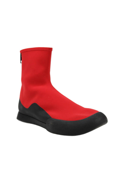 The Row Womens Back Zip Round Toe Scuba Sock Boots Red Black Size 40