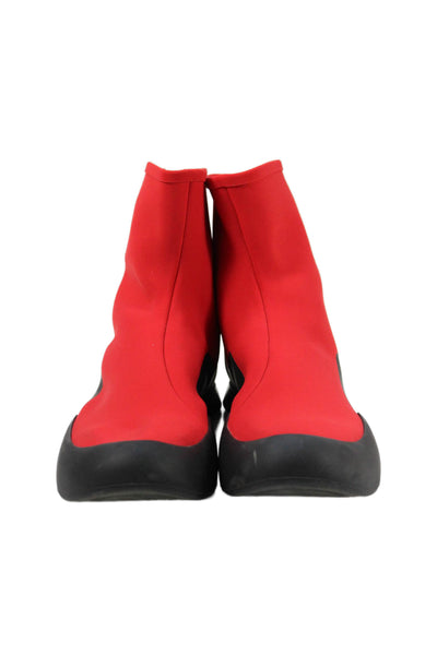 The Row Womens Back Zip Round Toe Scuba Sock Boots Red Black Size 40