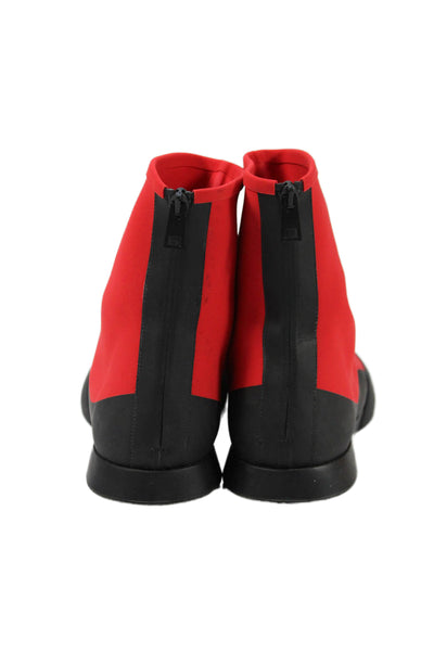 The Row Womens Back Zip Round Toe Scuba Sock Boots Red Black Size 40