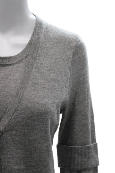 St. John Women Cashmere Blend Gray Button Cardigan Long Sleeve Size M