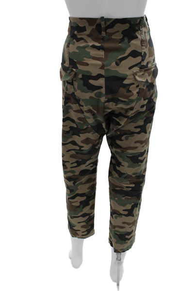 Nili Lotan Women Cropped Camouflage Cotton Pants Zip Multicolor Size 4