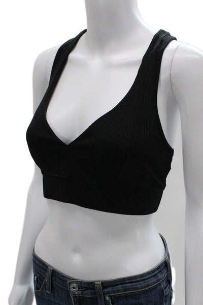 Year Of Ours Womens Ribbed Detail Sports Bra Black Size L