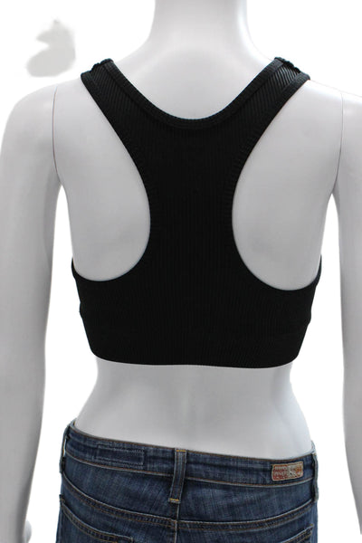 Year Of Ours Womens Ribbed Detail Sports Bra Black Size L