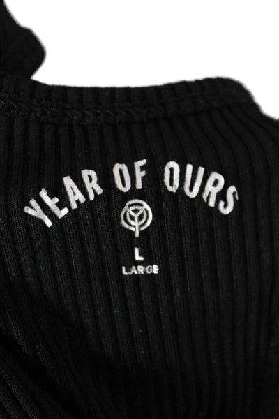 Year Of Ours Womens Ribbed Detail Sports Bra Black Size L