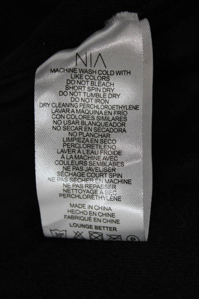 NIA Womens Collared Black Cotton Button-Up Jacket Long Sleeve Size L