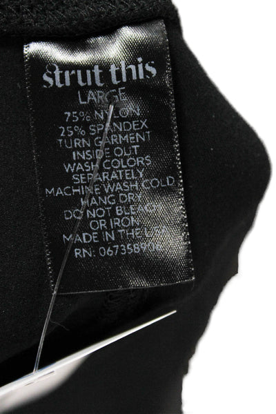 Strut This Women Ankle Leggings Black Nylon Size L