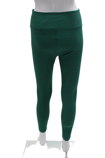 Year Of Ours Women Ankle Leggings Green Striped Nylon Size L