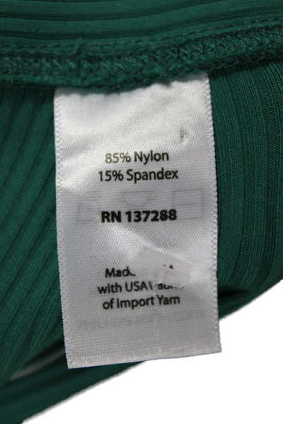 Year Of Ours Women Ankle Leggings Green Striped Nylon Size L