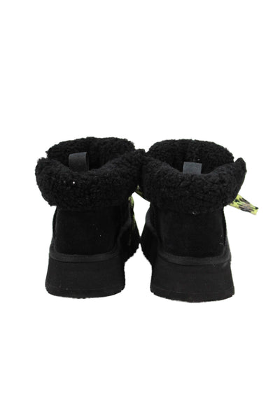 Ugg Womens Suede Shearling Lined Platform Boots Black Size 9