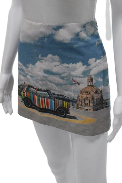 Paul Smith Women Multicolor Striped Car Cotton Mini Skirt Zip Size 44