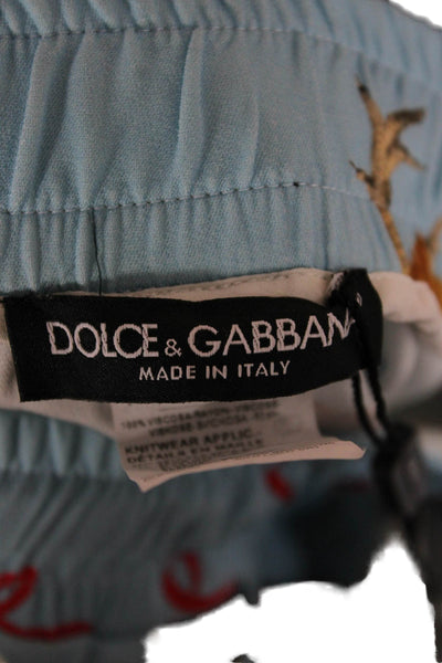 Dolce & Gabbana Women Rooster Print Viscose Drawstring Pants Size 38