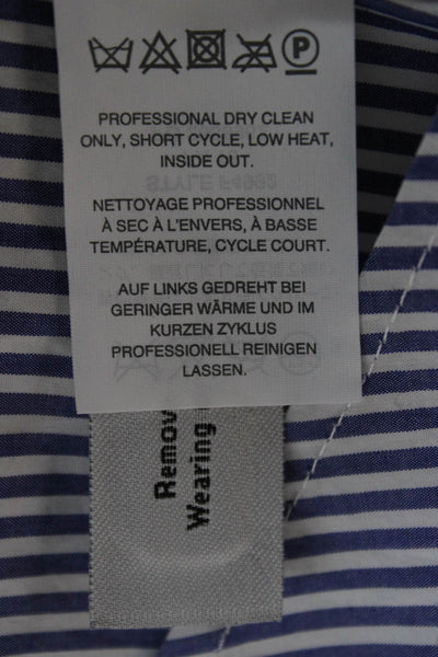 J Crew Women Striped Cotton Collared Button-Up Top Long Sleeve Blue Size 4