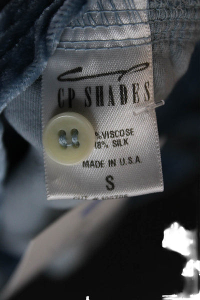 CP Shades Women Blue Viscose Collared Long Sleeve Basic Button-Up Size S