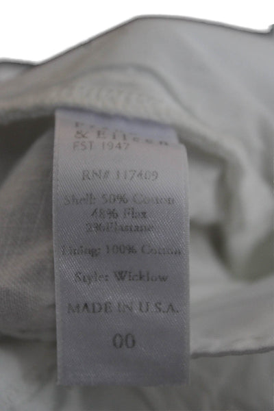 Frank & Eileen Women White Cotton Chino Pants Size 00