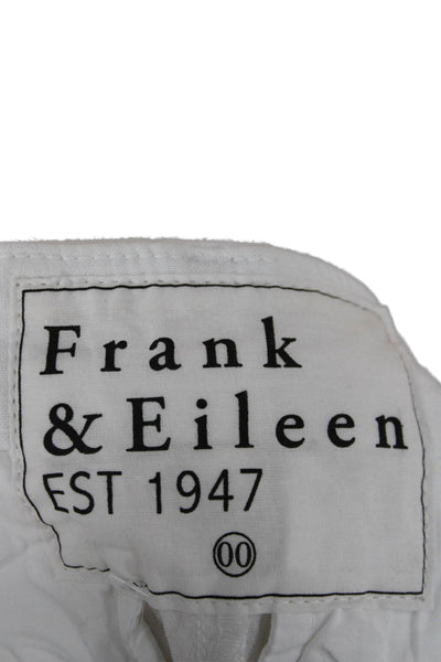 Frank & Eileen Women White Cotton Chino Pants Size 00