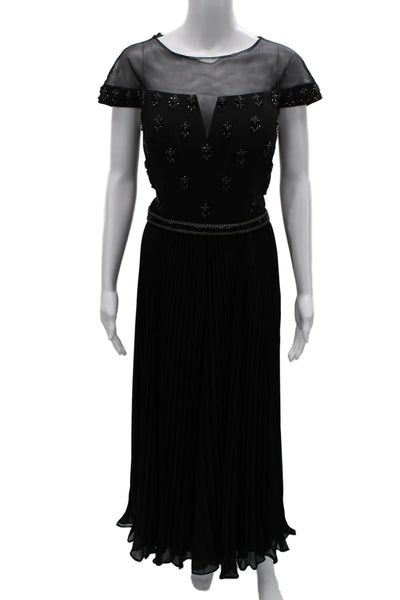 Park 108 Women Maxi Dress Black Short Sleeve Round Neck Zip Size 12