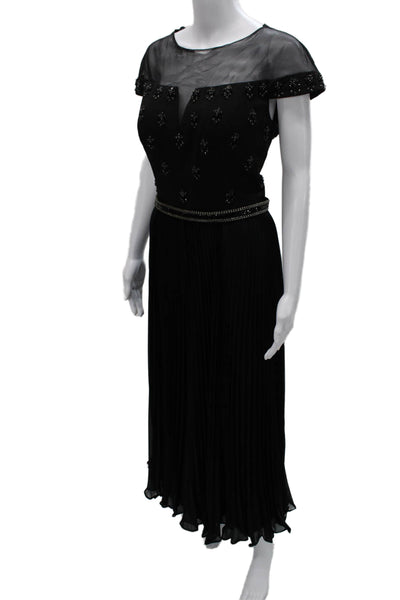 Park 108 Women Maxi Dress Black Short Sleeve Round Neck Zip Size 12