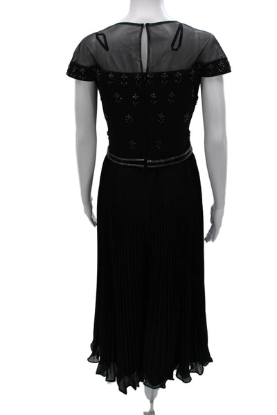 Park 108 Women Maxi Dress Black Short Sleeve Round Neck Zip Size 12