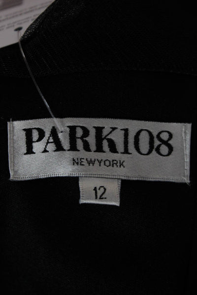 Park 108 Women Maxi Dress Black Short Sleeve Round Neck Zip Size 12