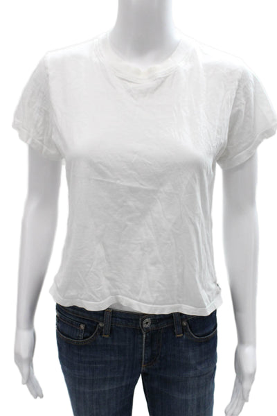 AYR Women Basic White Pima Cotton Crew Neck Short Sleeve T-Shirt Size XS
