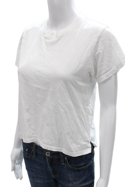 AYR Women Basic White Pima Cotton Crew Neck Short Sleeve T-Shirt Size XS