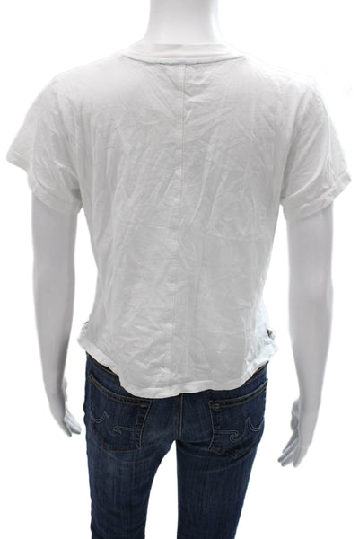 AYR Women Basic White Pima Cotton Crew Neck Short Sleeve T-Shirt Size XS