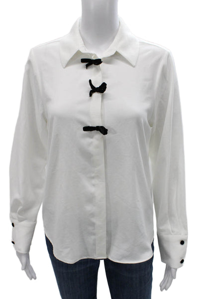 Zara Womens White Collared Long Sleeve Basic Blouse Toggle Polyester Size XS