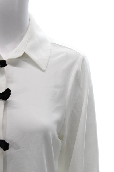 Zara Womens White Collared Long Sleeve Basic Blouse Toggle Polyester Size XS