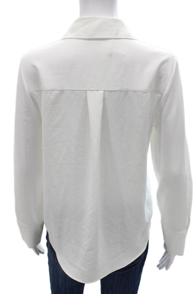 Zara Womens White Collared Long Sleeve Basic Blouse Toggle Polyester Size XS