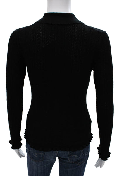 Madewell Womens Black Viscose Collared Cardigan Long Sleeve Solid Size S