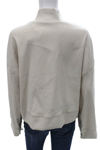 Zara Women Pullover Sweatshirt Beige Mock Neck Long Sleeve Polyester Size S
