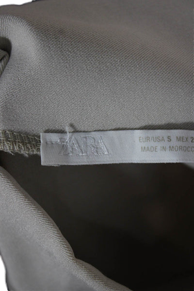 Zara Women Pullover Sweatshirt Beige Mock Neck Long Sleeve Polyester Size S
