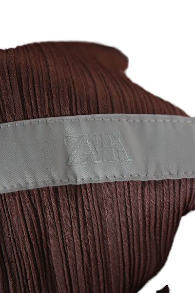 Zara Women Blazer Collared 3/4 Sleeve Pink Polyester Button Solid Fall Size XS