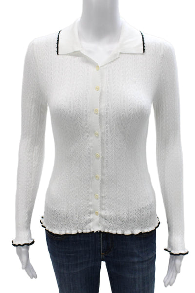 Madewell Women Collared Cardigan White Viscose Long Sleeve Size S