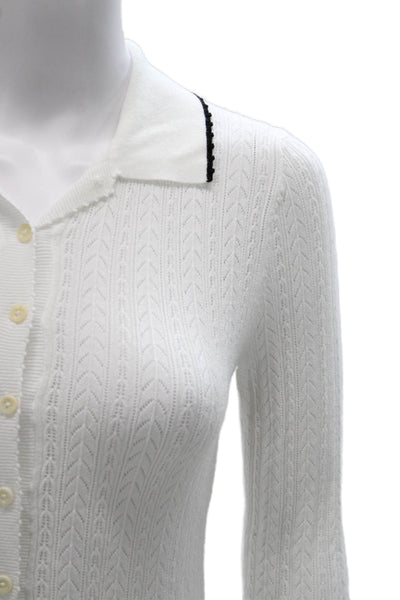 Madewell Women Collared Cardigan White Viscose Long Sleeve Size S