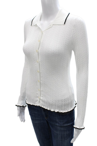 Madewell Women Collared Cardigan White Viscose Long Sleeve Size S