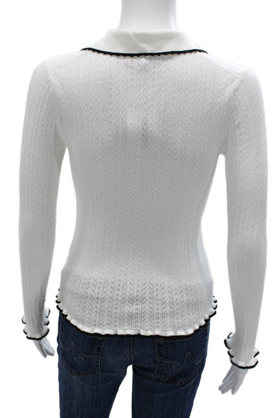 Madewell Women Collared Cardigan White Viscose Long Sleeve Size S